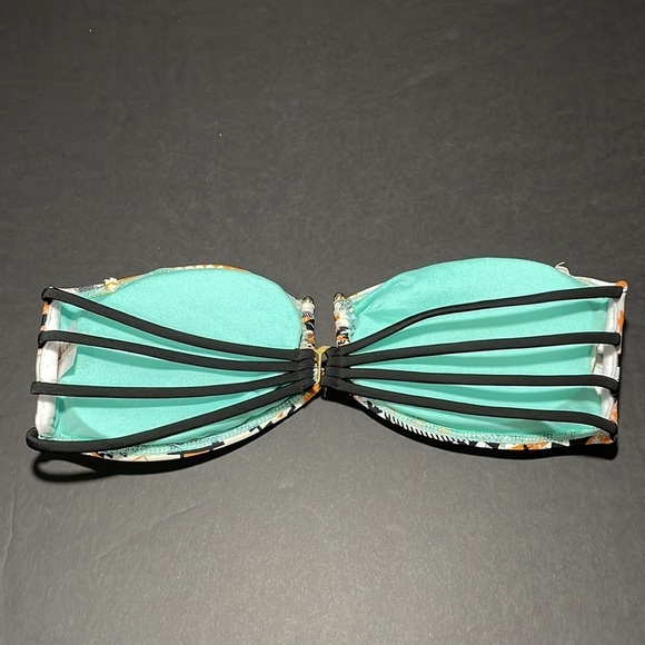 RAMPAGE orange and black design bikini top in women’s size M - Picture 3 of 7